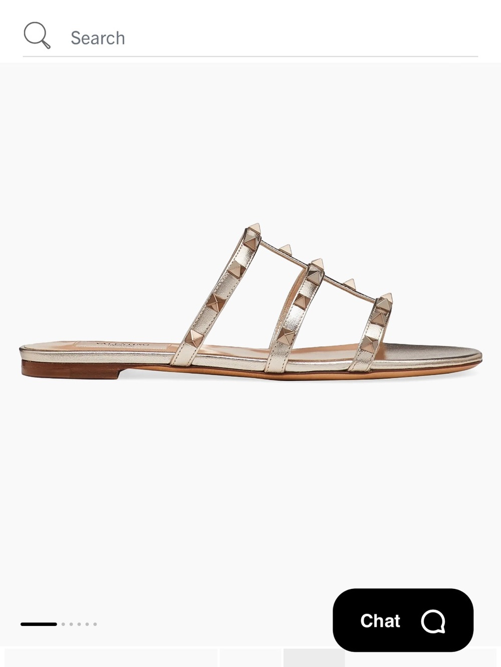 Valentino Garavino Rockstud Flat Metallic Nappa Slide Sandals